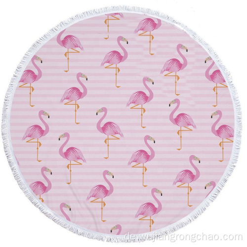 Schnell trocknendes Flamingo-farbig bedrucktes kreisförmiges Strandtuch